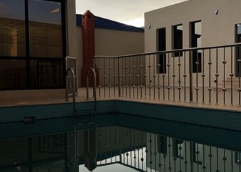شاليه بمسبح خارجي وجلسة خارجية