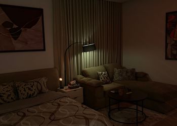 استديو بسرير ماستر وجلسة مريحة 