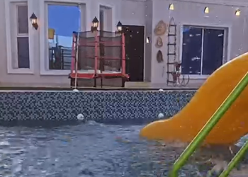شاليه بمسطح اخضر و مسبح