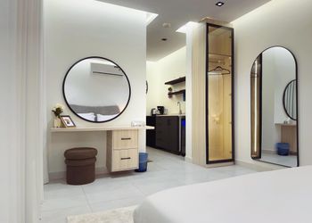 استديو بتصميم هادئ وسرير مريح 