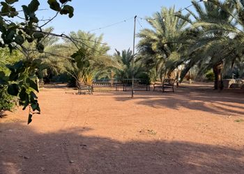 مزرعة بمسطحات خضراء وجلسة خارجية