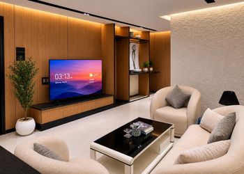 استديو بسرير مريح وجلسة أنيقة 