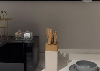 شقة بصالة مريحة وتصميم هادئ 