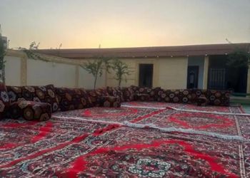 استراحة بمسطح اخضر وجلسه خارجيه