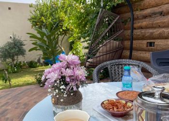 كوخ بصالة جلوس وألعاب أطفال 