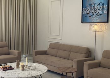 شقة بغرفة معيشة وغرفتين نوم 