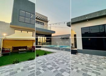شاليه بمسطح اخضر ومسبح 