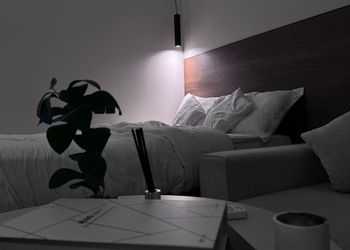 استديو بسرير مريح وتصميم هادئ 
