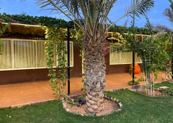 مزرعة بمسطح اخضر وبيت شعر