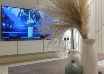 شقة بغرفة معيشة وغرفة نوم