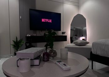 استديو بسرير مريح وتصميم هادئ 